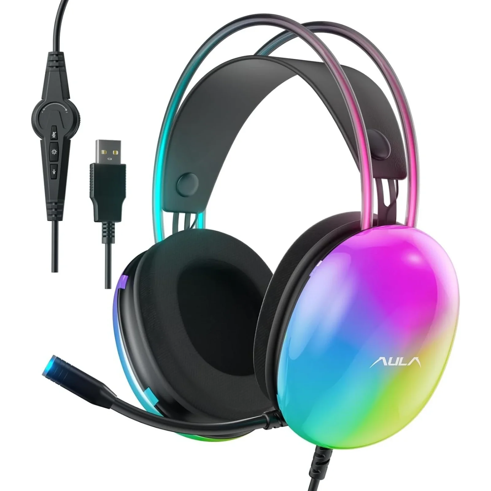 Гарнитура Aula S505 RGB Transparent Gaming Headset Black (6948391235479) UA