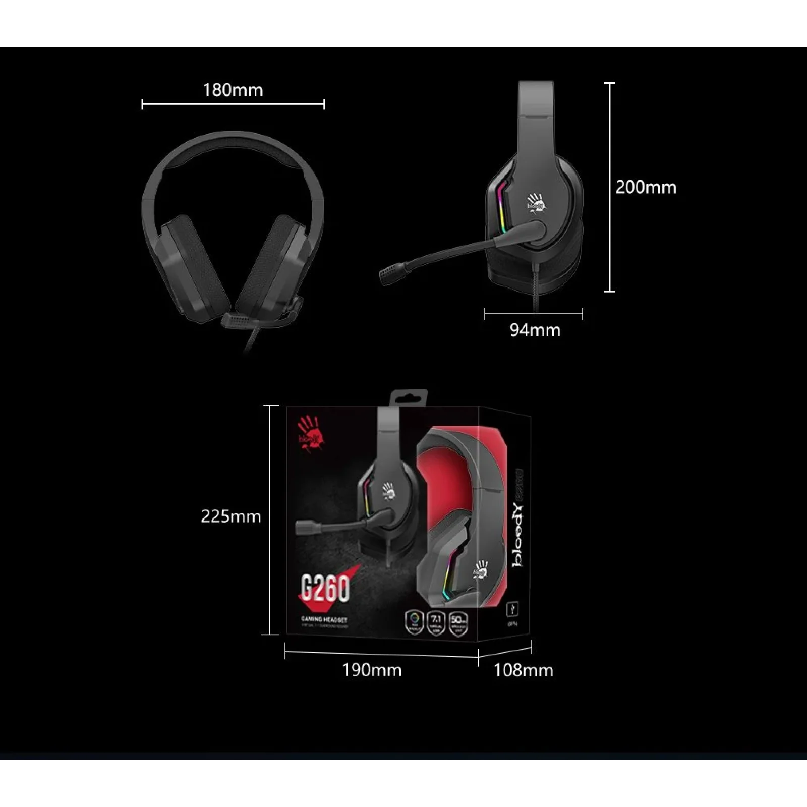 Гарнитура A4Tech Bloody G260 Black, G260 (Black) UA