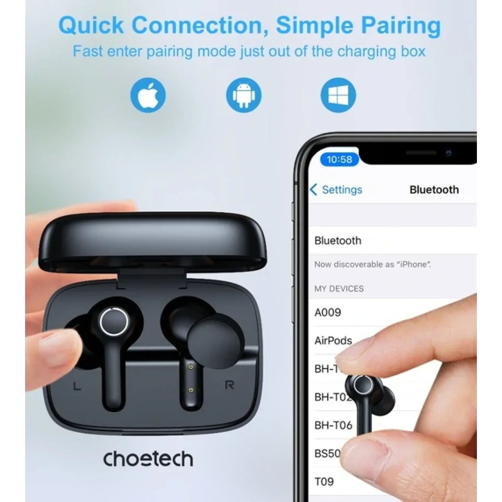 Bluetooth-гарнитура Choetech BH-T06 TWS bluetooth UA