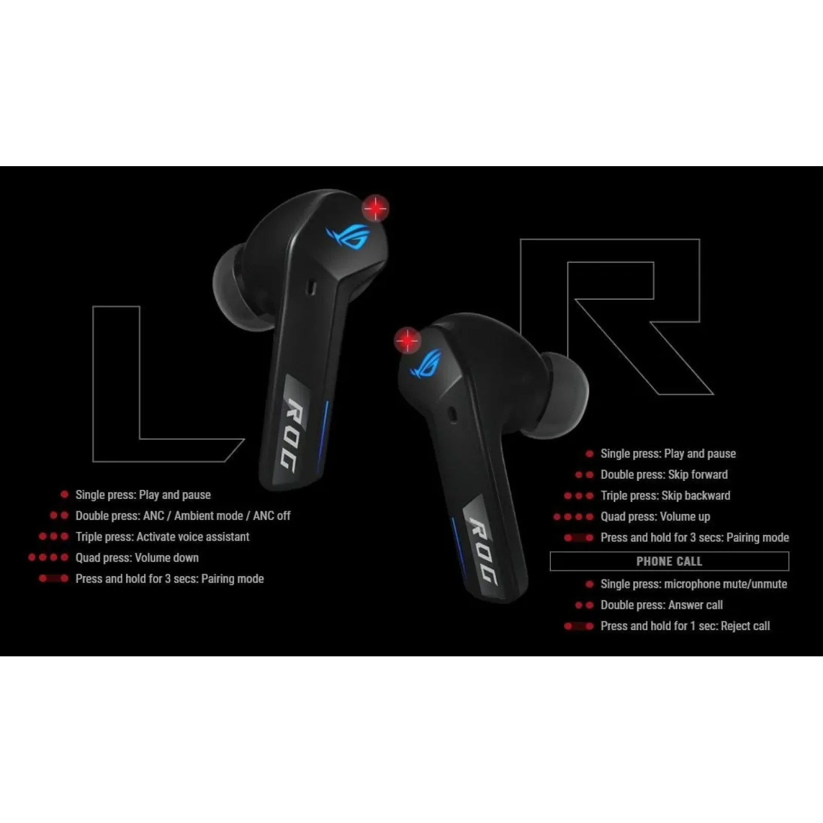 Bluetooth-гарнітура Asus ROG Cetra True Wireless SpeedNova Black (90YH03Y0-BTUA00) UA