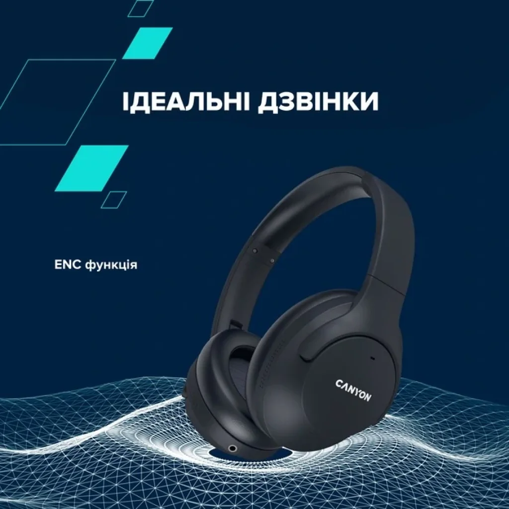 Bluetooth-гарнітура Canyon OnRiff 10 ANC Black (CNS-CBTHS10BK) UA