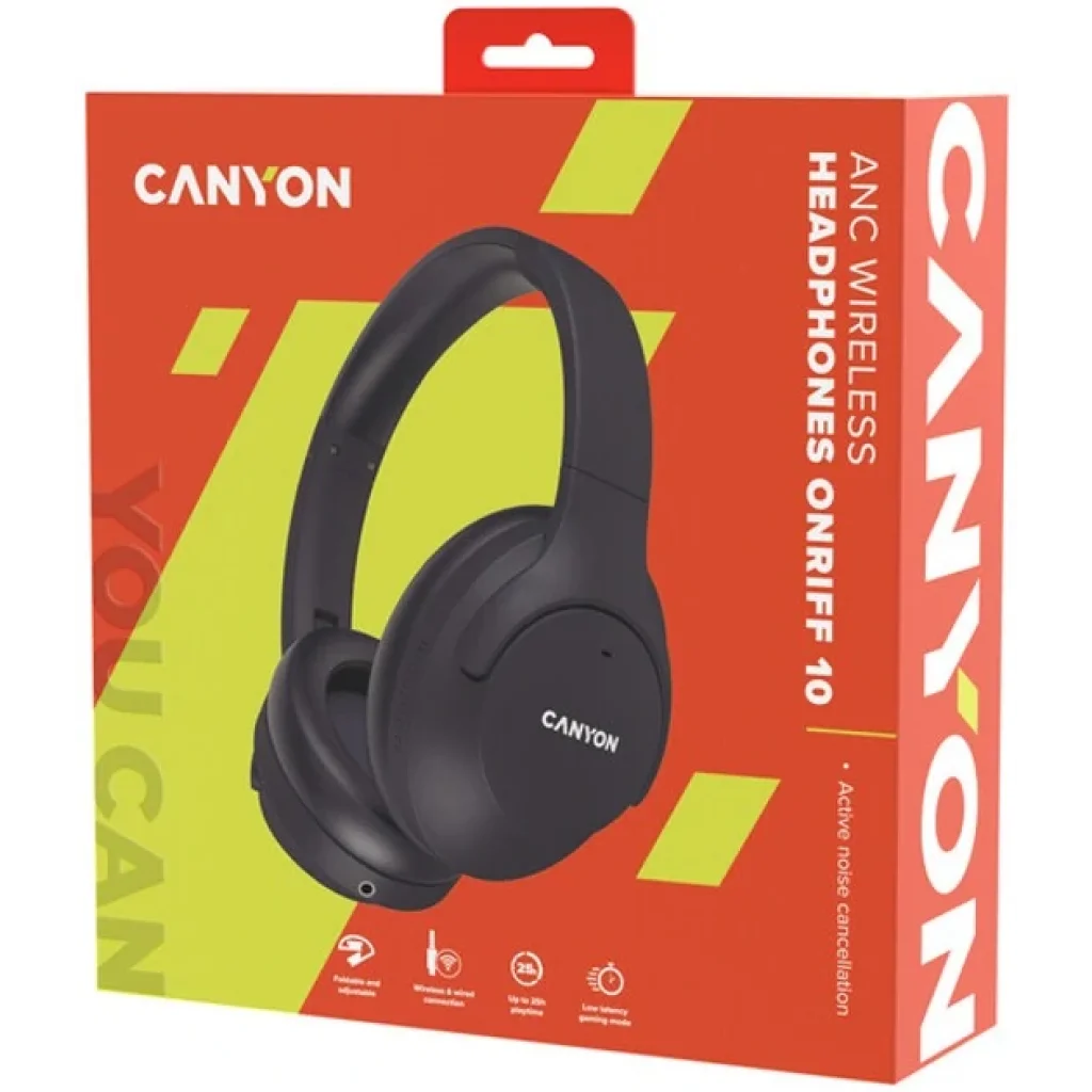 Bluetooth-гарнітура Canyon OnRiff 10 ANC Black (CNS-CBTHS10BK) UA