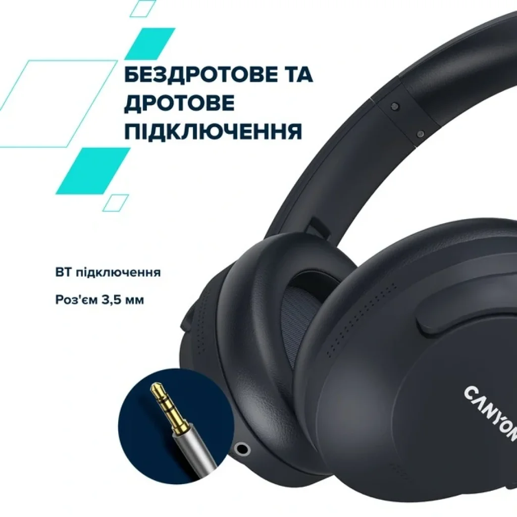 Bluetooth-гарнітура Canyon OnRiff 10 ANC Black (CNS-CBTHS10BK) UA