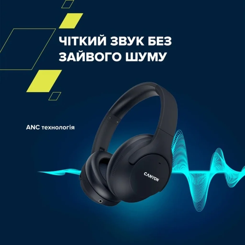 Bluetooth-гарнітура Canyon OnRiff 10 ANC Black (CNS-CBTHS10BK) UA