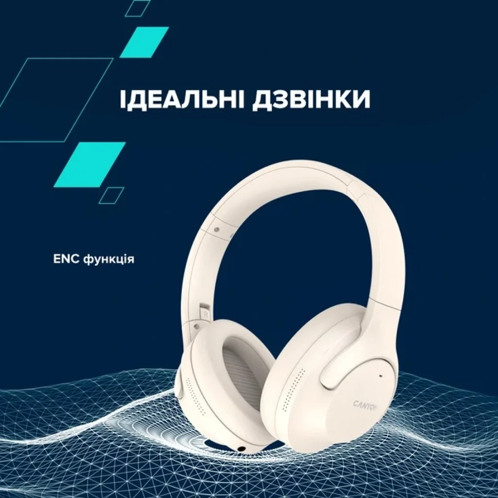 Bluetooth-гарнітура Canyon OnRiff 10 ANC Beige (CNS-CBTHS10BG) UA