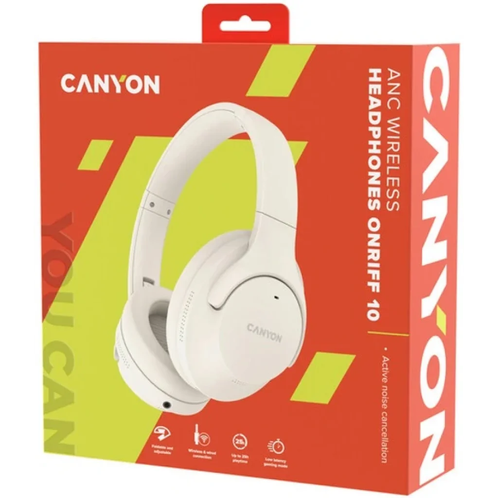 Bluetooth-гарнітура Canyon OnRiff 10 ANC Beige (CNS-CBTHS10BG) UA