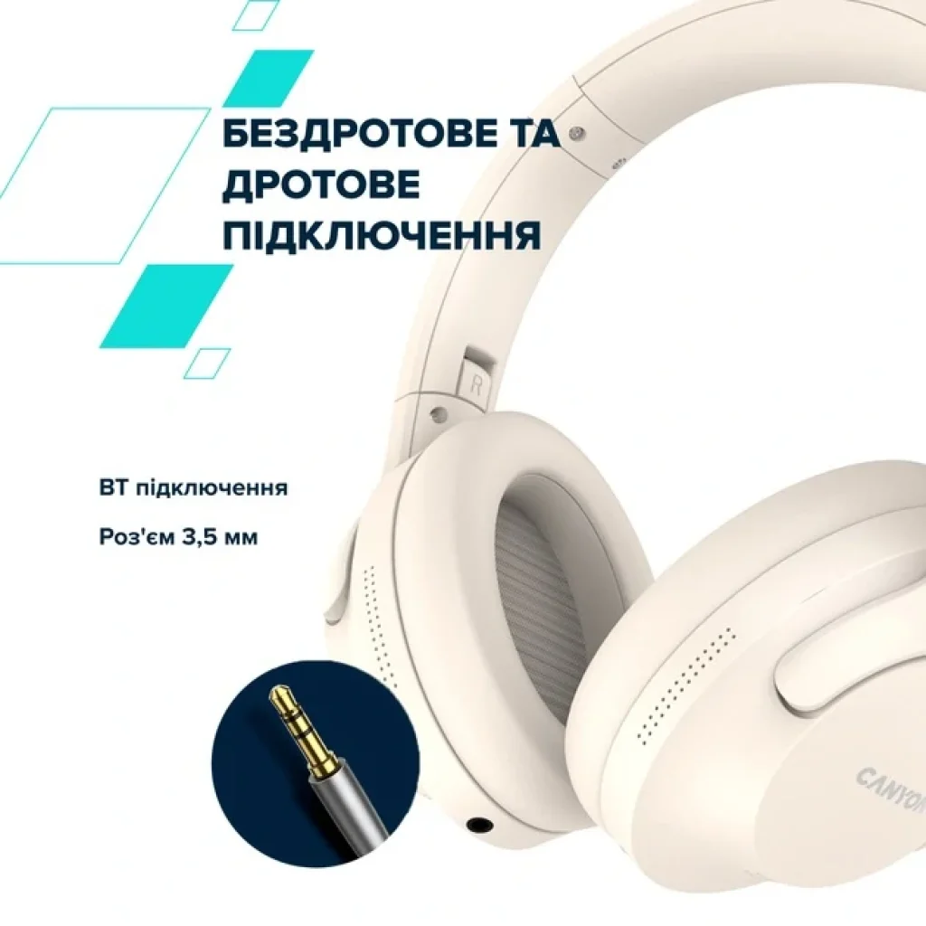 Bluetooth-гарнітура Canyon OnRiff 10 ANC Beige (CNS-CBTHS10BG) UA