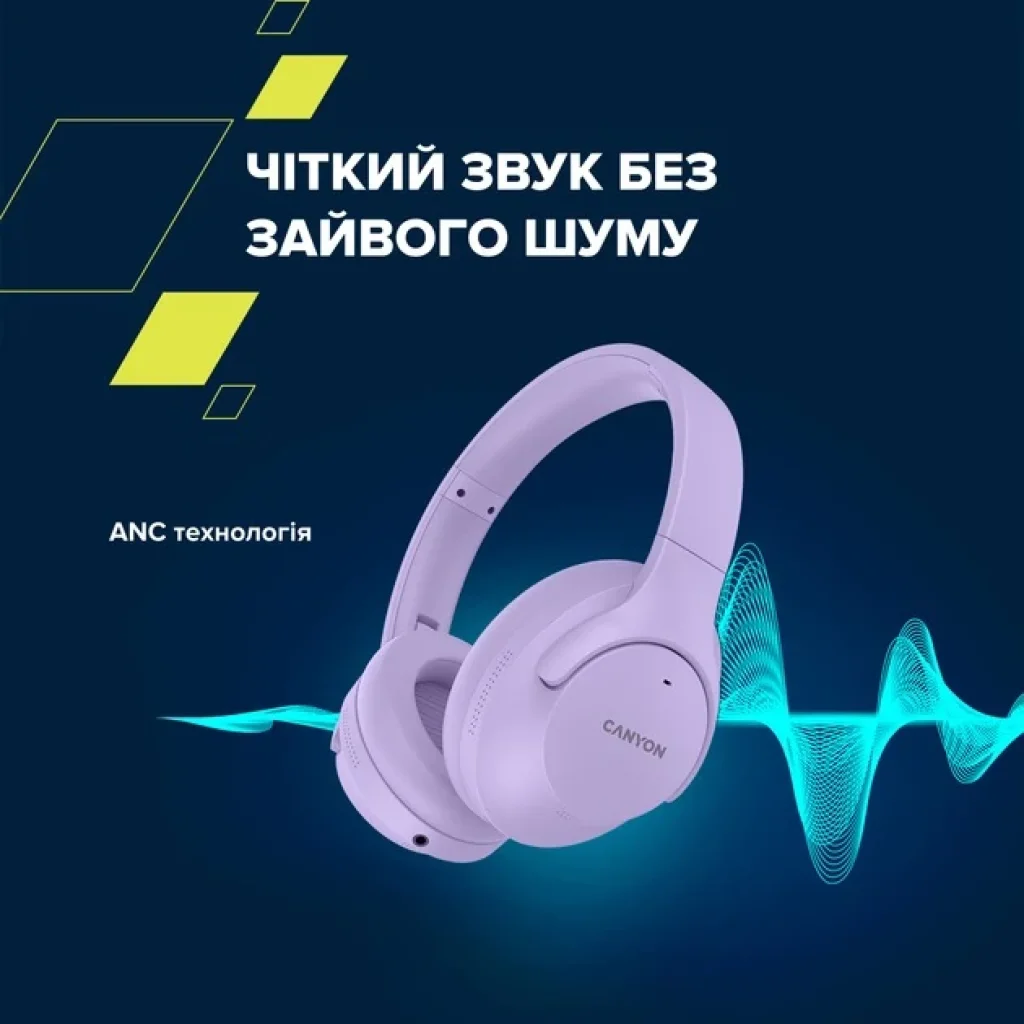 Bluetooth-гарнітура Canyon OnRiff 10 ANC Purple (CNS-CBTHS10PU) UA