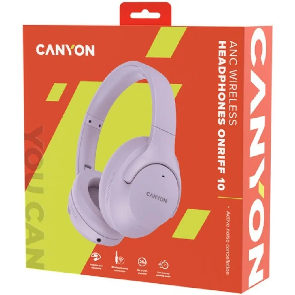 Bluetooth-гарнітура Canyon OnRiff 10 ANC Purple (CNS-CBTHS10PU) UA