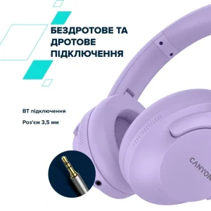 Bluetooth-гарнітура Canyon OnRiff 10 ANC Purple (CNS-CBTHS10PU) UA