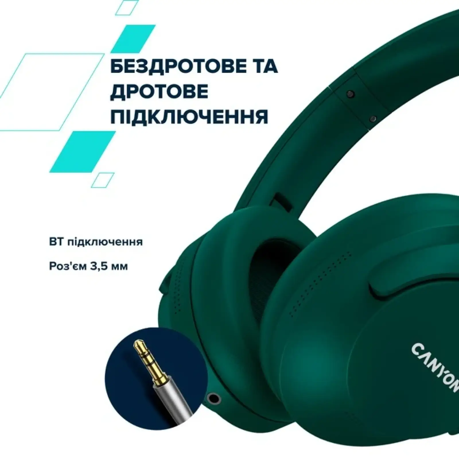 Bluetooth-гарнитура Canyon OnRiff 10 ANC Green (CNS-CBTHS10GN) UA