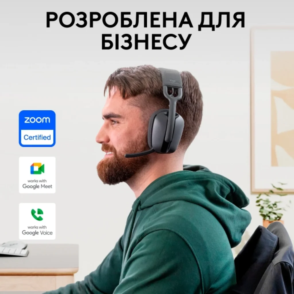 Bluetooth-гарнітура Logitech Zone Vibe Wireless UC Graphite (981-001199) UA