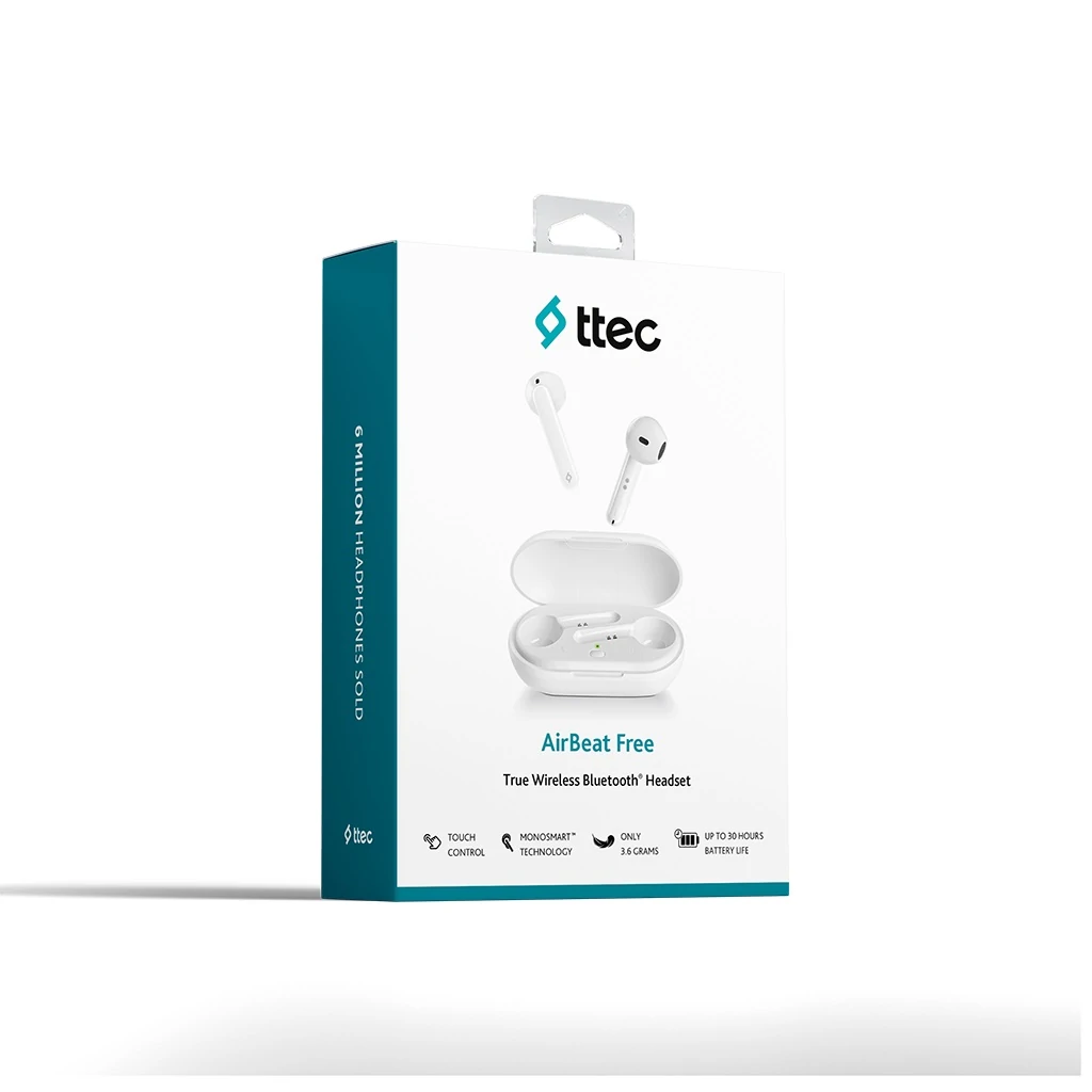 Bluetooth-гарнітура Ttec AirBeat Free True Wireless Headsets White (2KM133B) UA