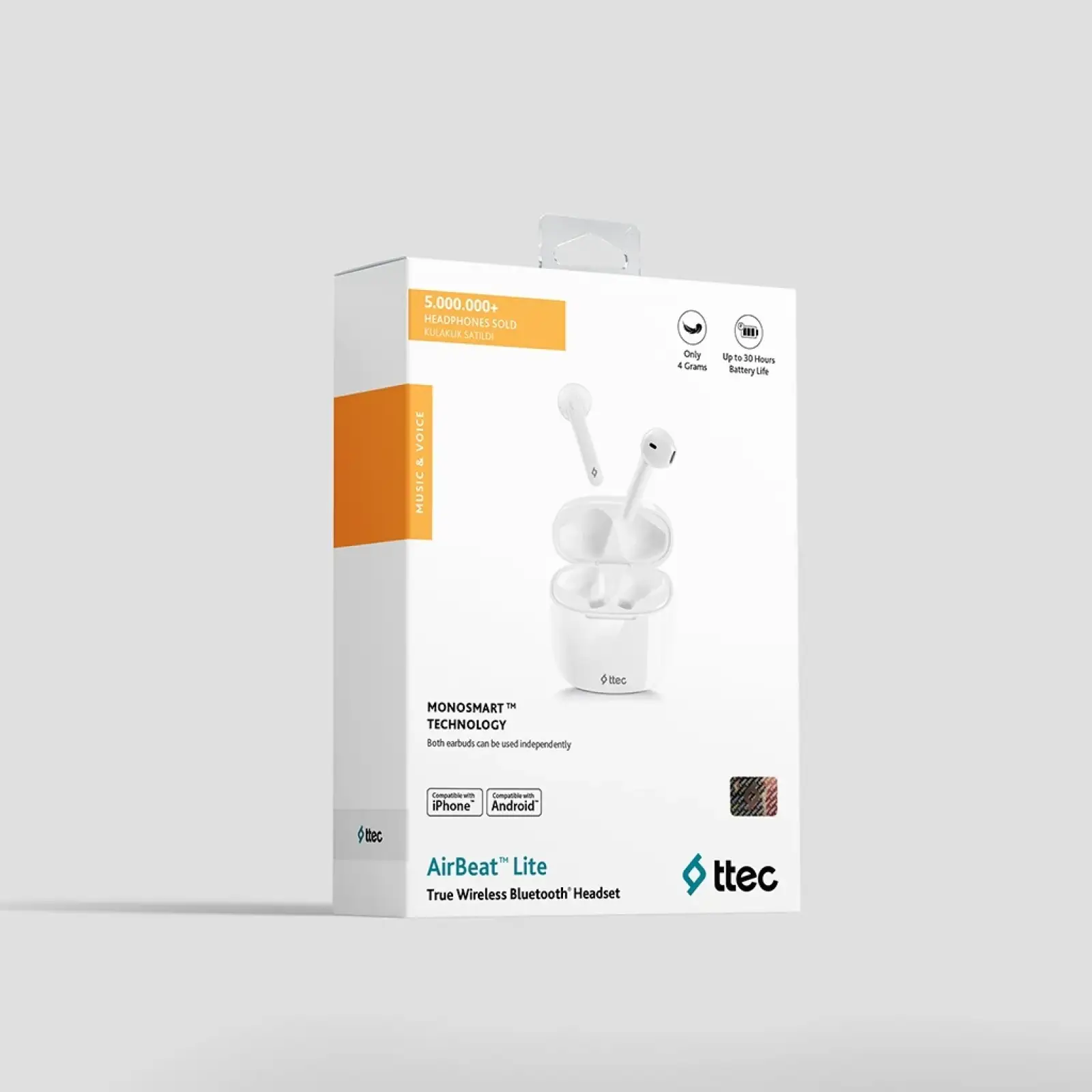 Bluetooth-гарнітура Ttec AirBeat LiteTrue Wireless Headsets White (2KM129B) UA