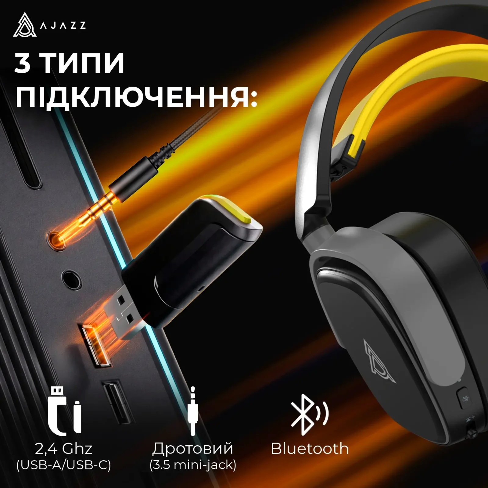 Bluetooth-гарнитура Ajazz AHM09 MAX 3-Mode Black (AHM09-MAX-BGY) UA