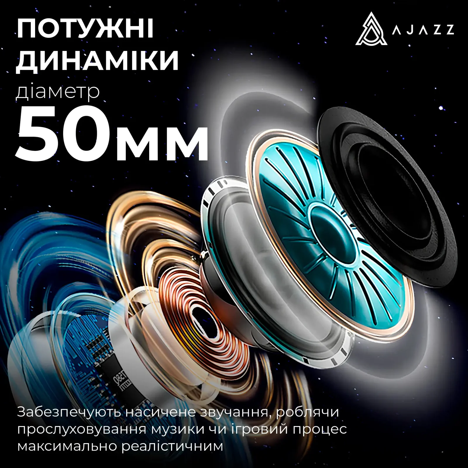 Bluetooth-гарнитура Ajazz AHM09 MAX 3-Mode Black (AHM09-MAX-BGY) UA