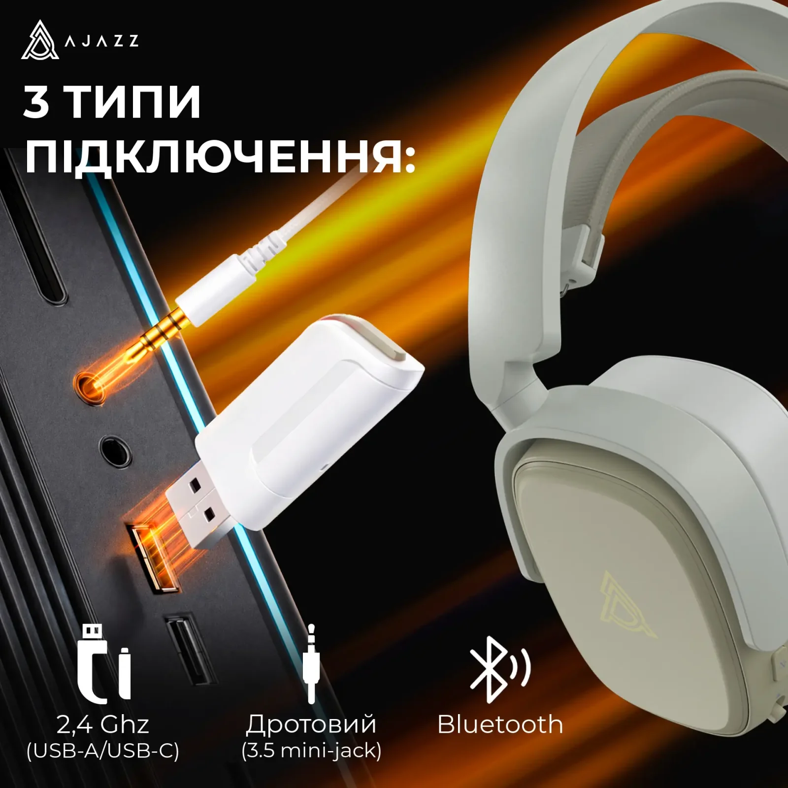Bluetooth-гарнитура Ajazz AHM09 MAX 3-Mode Grey (AHM09-MAX-GW) UA