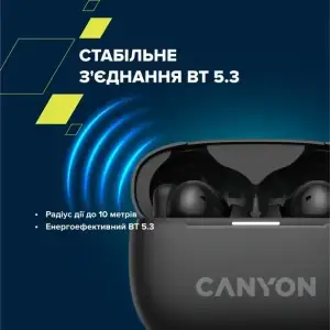 Bluetooth-гарнитура Canyon OnGo TWS-10 ANC ENC Black (CNS-TWS10BK) UA