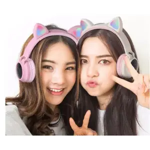Bluetooth-гарнитура Hoco W27 Cat Ear Grey/Pink (W27GP) UA
