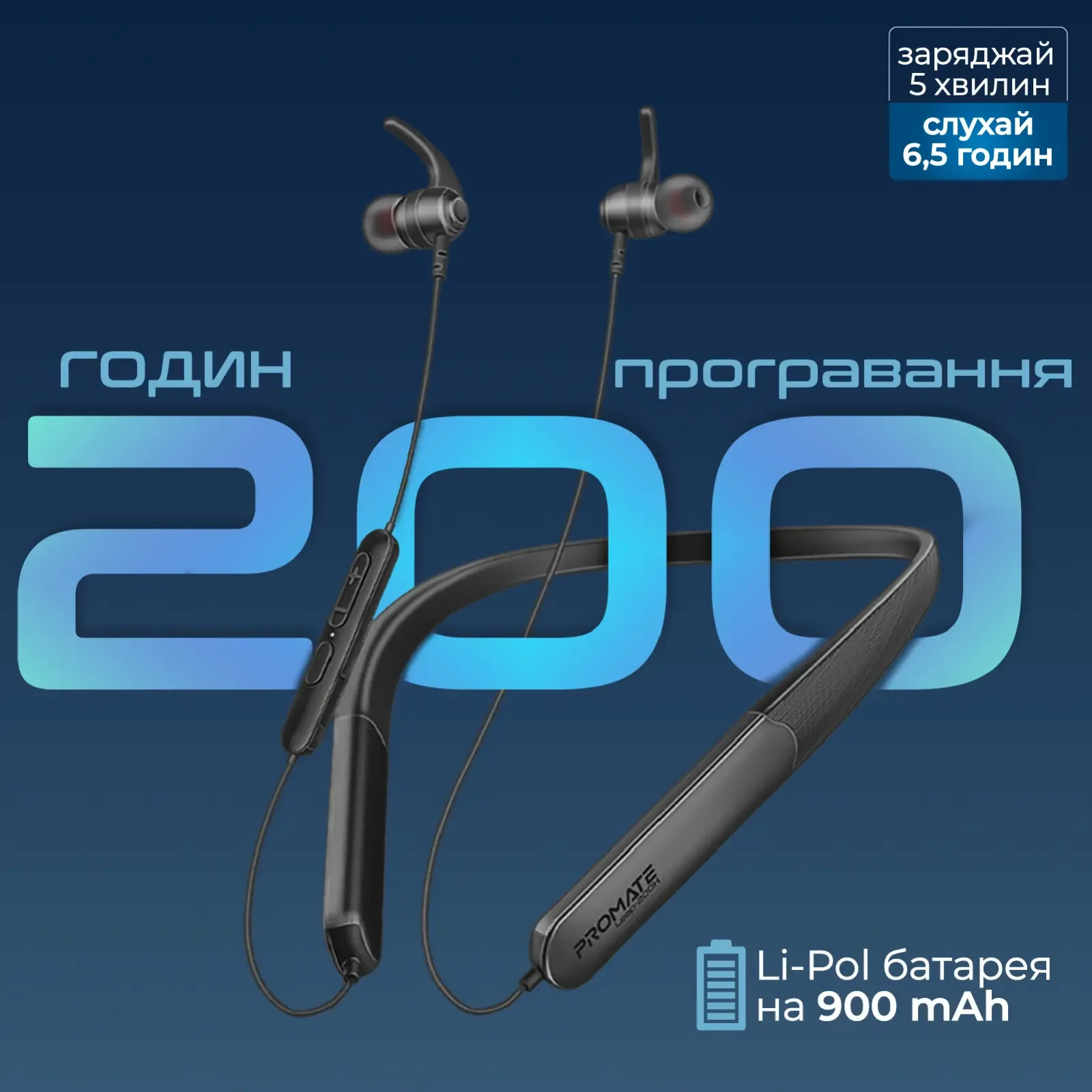 Bluetooth-гарнитура Promate Leap-200h Black UA