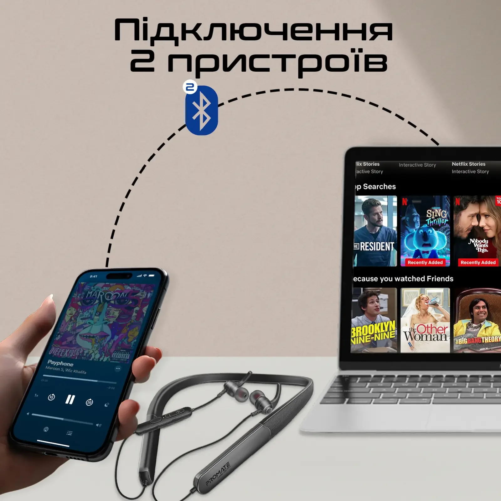 Bluetooth-гарнитура Promate Leap-200h Black UA