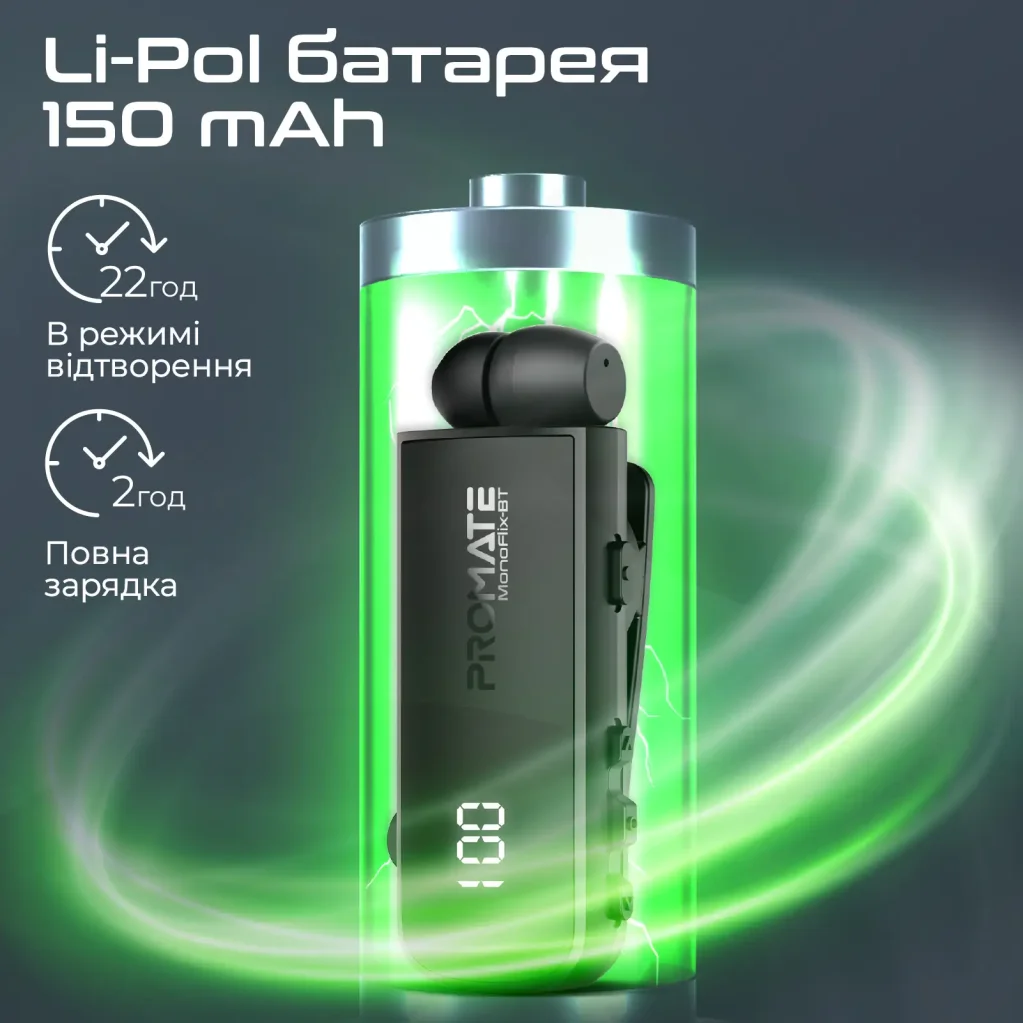 Bluetooth-гарнітура Promate Monoflix-bt Black UA