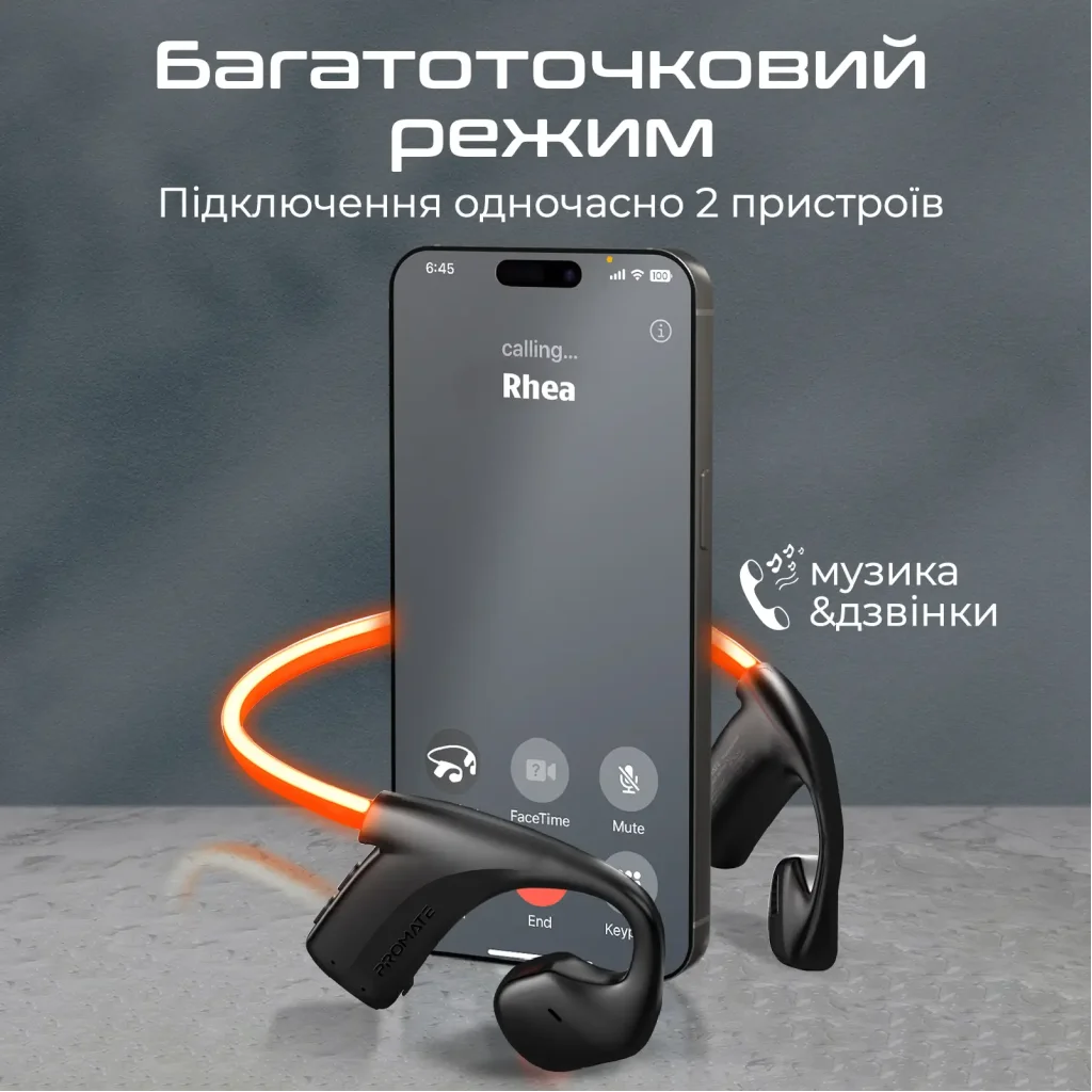 Bluetooth-гарнітура Promate RippleGlow Black UA