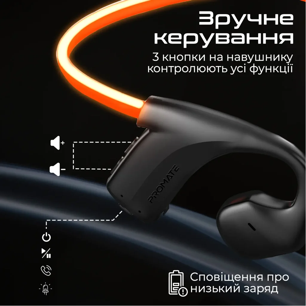 Bluetooth-гарнітура Promate RippleGlow Black UA