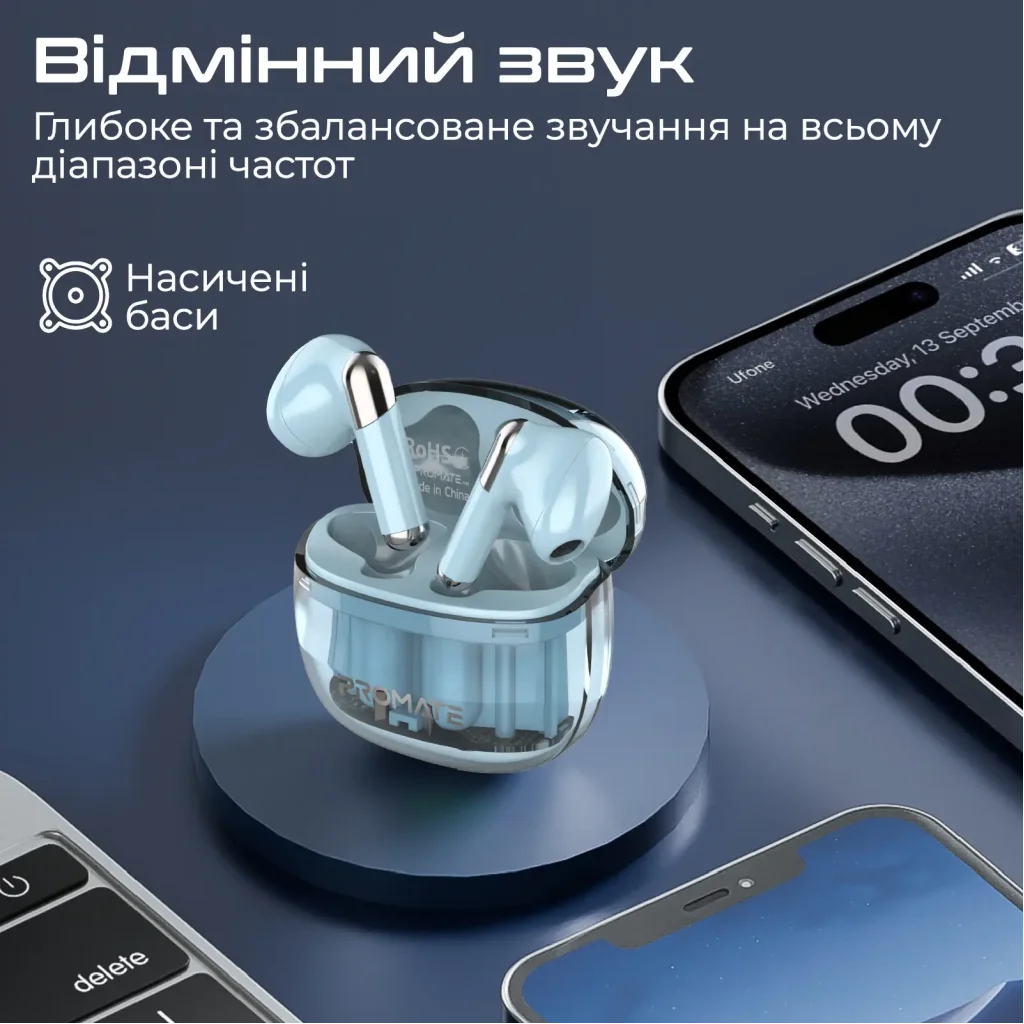 Bluetooth-гарнітура Promate TransPods Blue UA