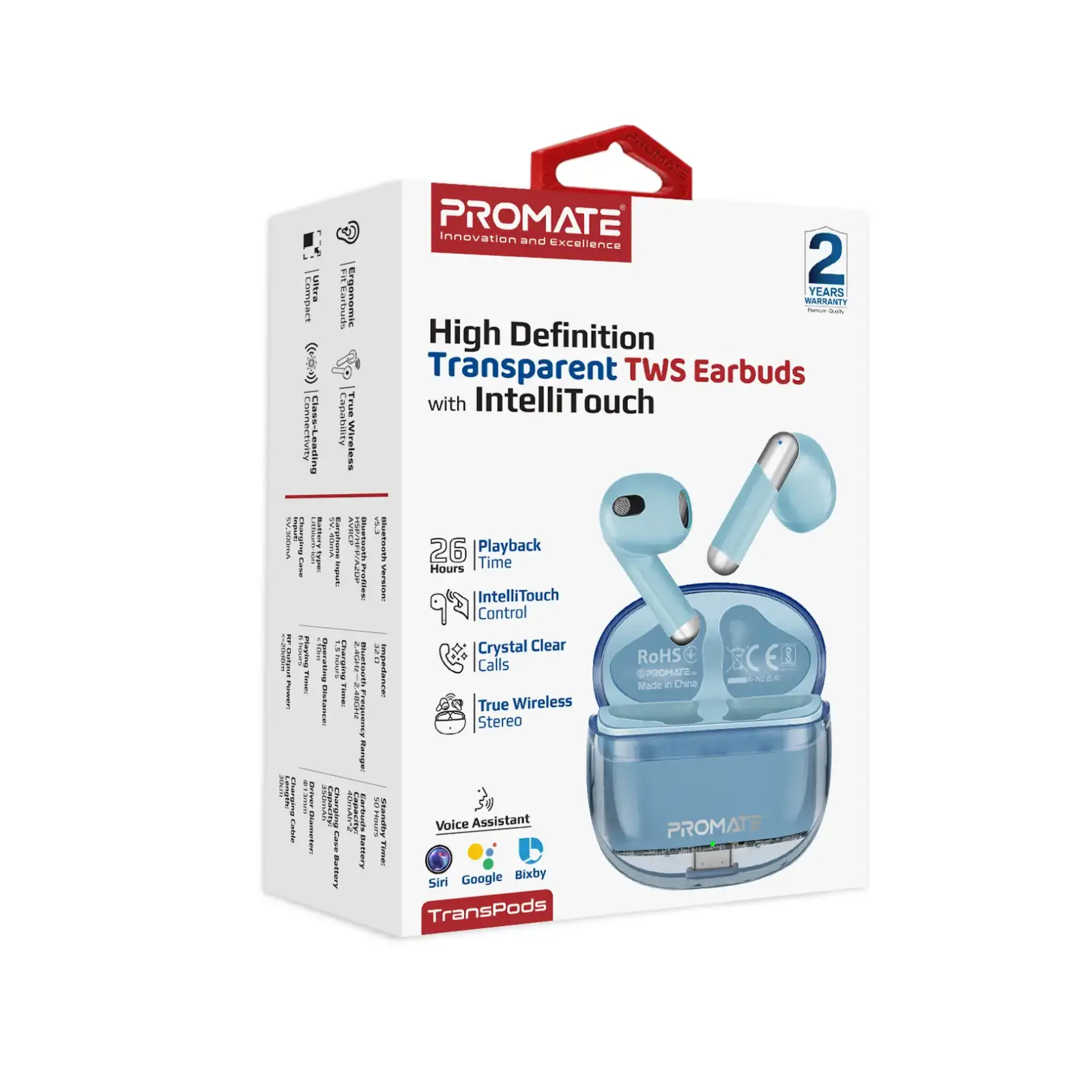 Bluetooth-гарнитура Promate TransPods Blue UA