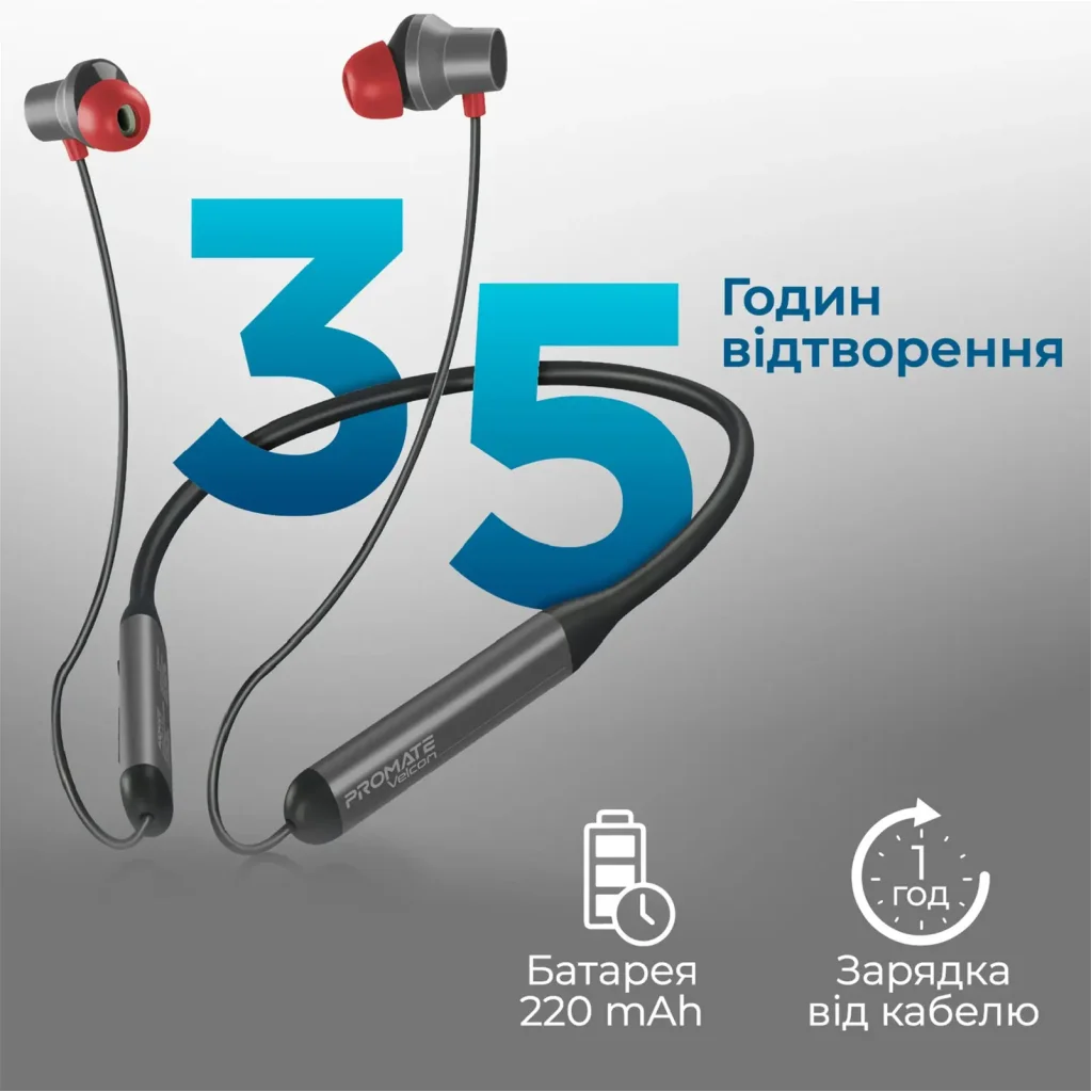 Bluetooth-гарнітура Promate Velcon Black UA