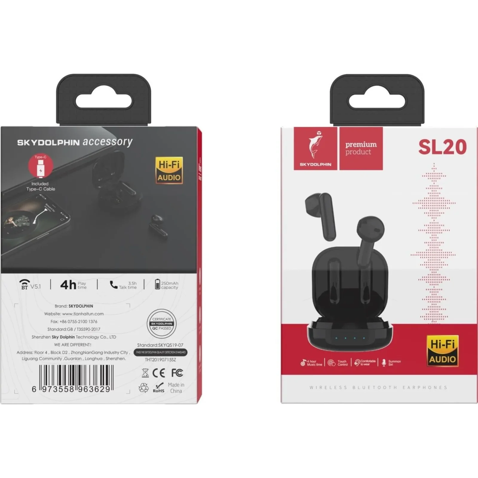 Bluetooth-гарнитура SkyDolphin TWS SL20 Black (SDBTE-000184) UA