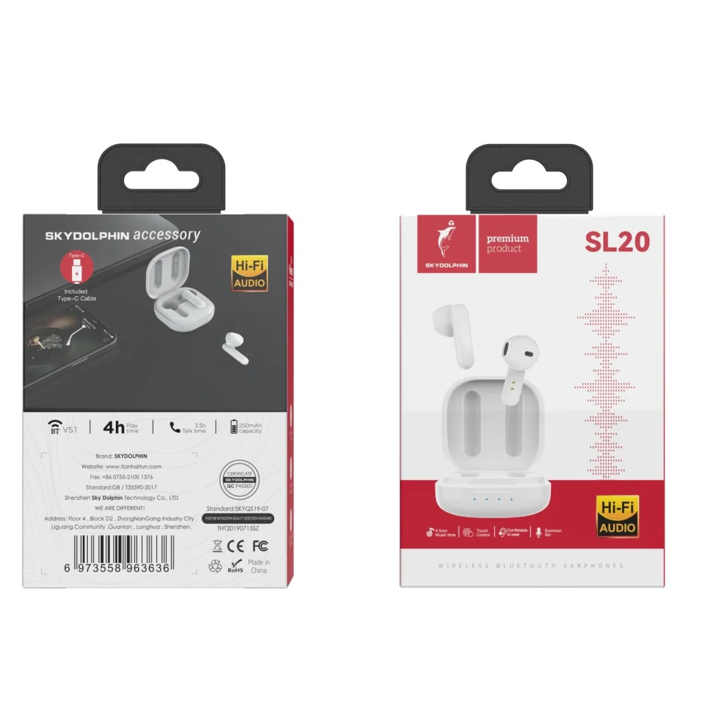 Bluetooth-гарнітура SkyDolphin TWS SL20 White (SDBTE-000183) UA