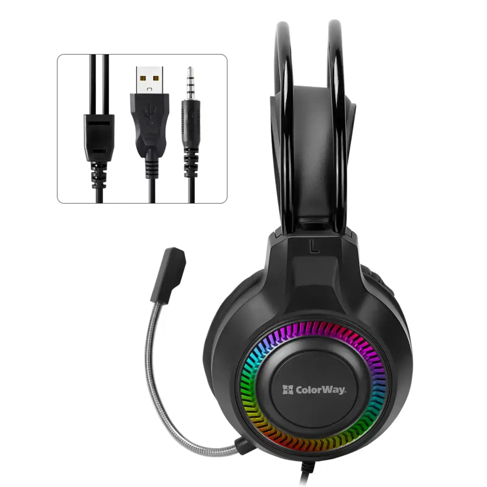 Гарнітура СolorWay GlowCore RGB Black (CW-HPG02BK) UA