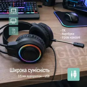 Гарнітура СolorWay GlowCore RGB Black (CW-HPG02BK) UA