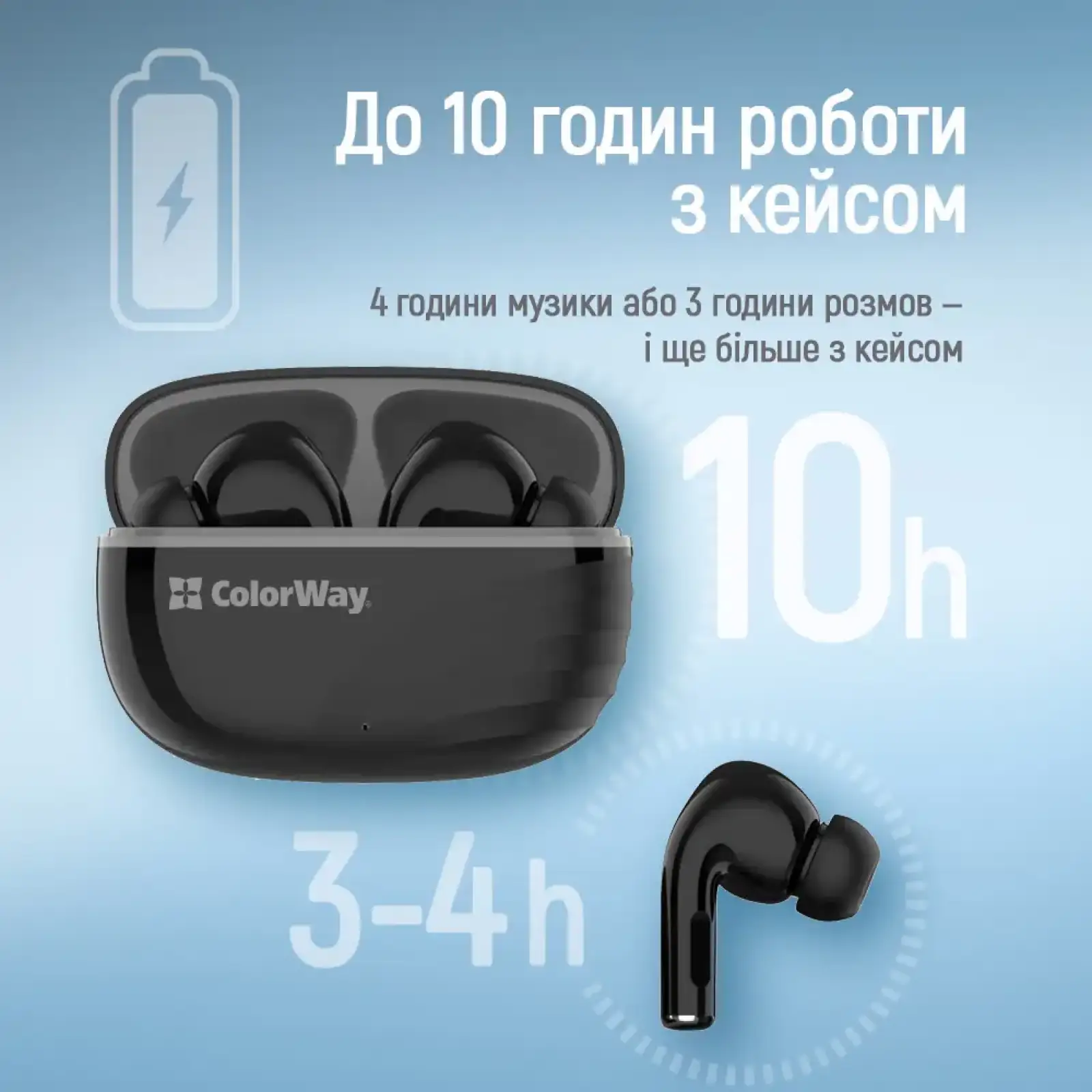 Bluetooth-гарнітура СolorWay Slim TWS-5 Earbuds Black (CW-TWS5BK) UA