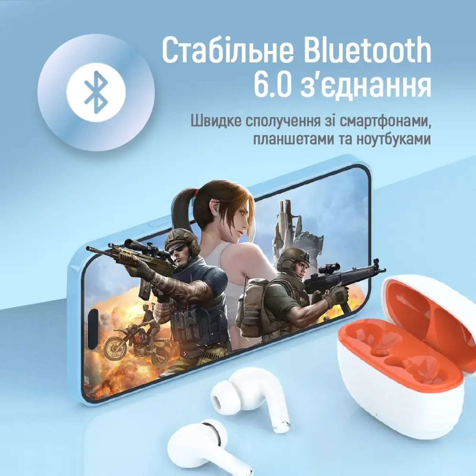 Bluetooth-гарнітура СolorWay Slim TWS-5 Earbuds White (CW-TWS5WT) UA