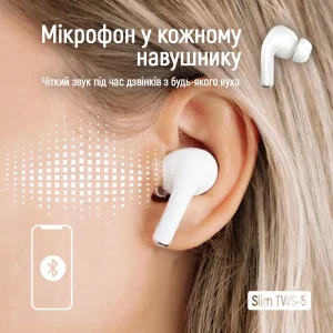 Bluetooth-гарнітура СolorWay Slim TWS-5 Earbuds White (CW-TWS5WT) UA