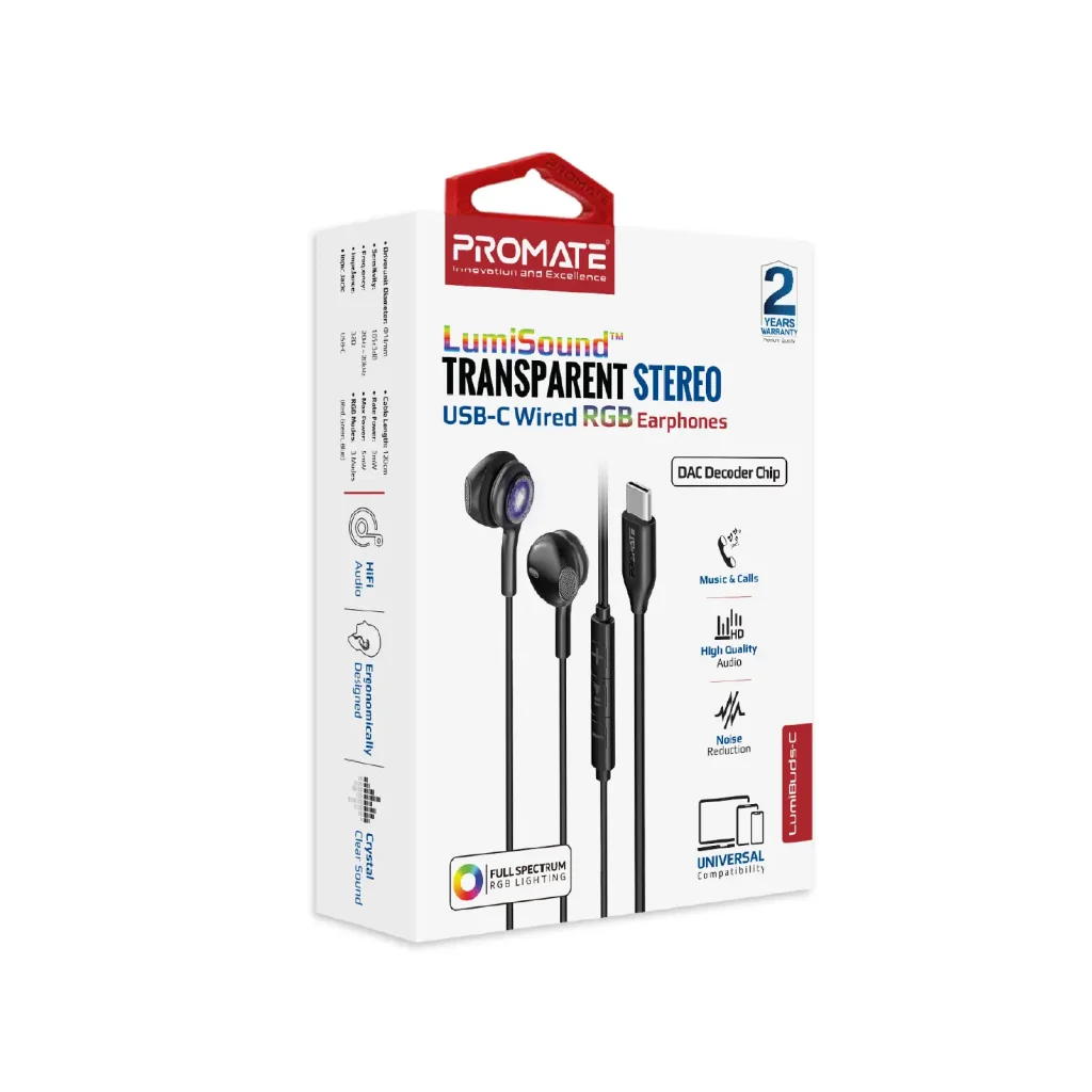 Гарнітура Promate LumiBuds-C Black UA