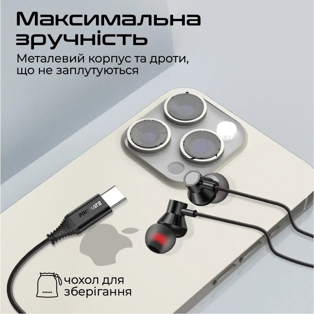 Гарнітура Promate Silken-C Black UA