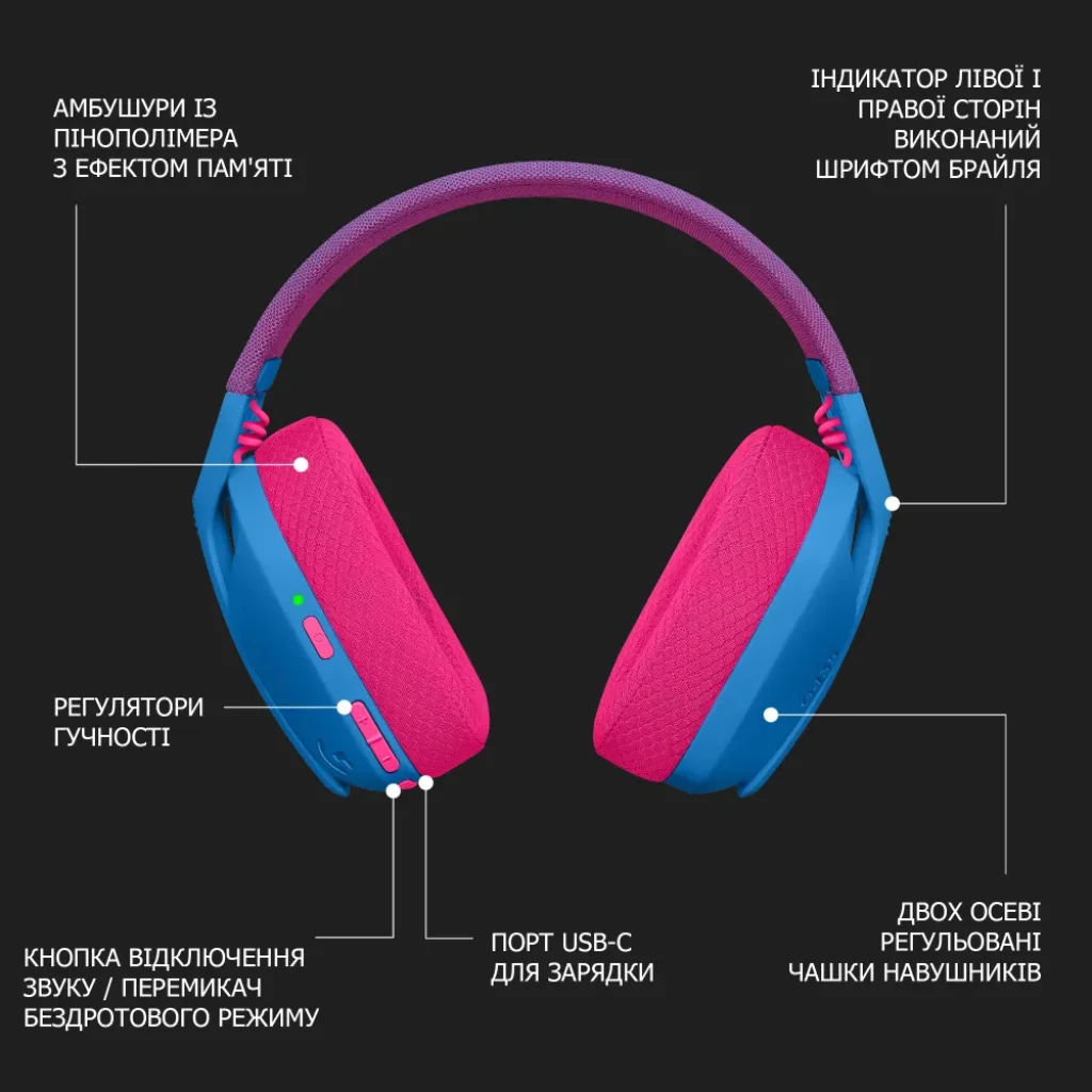 Bluetooth-гарнітура Logitech G435 Wireless Blue (981-001062) UA