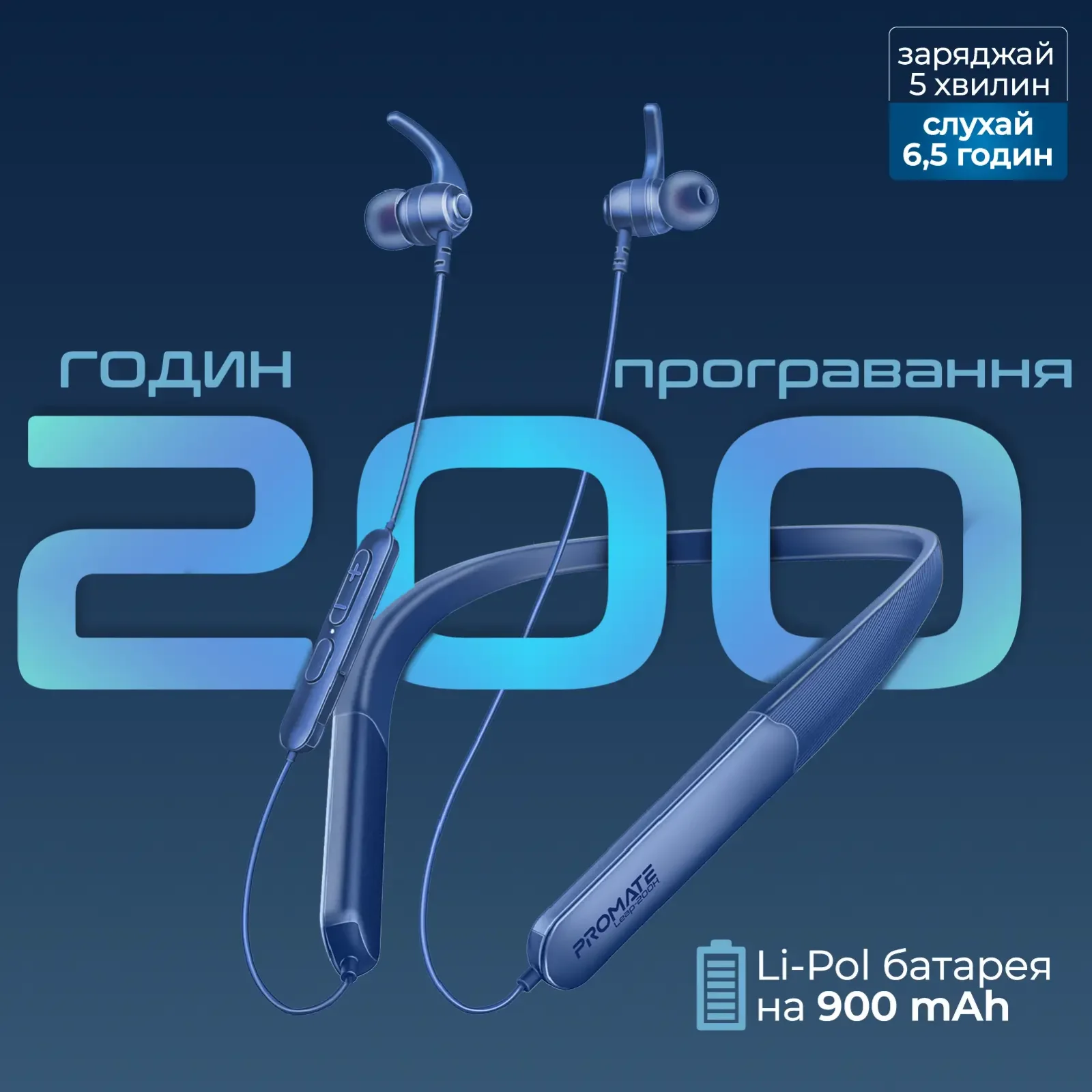Bluetooth-гарнитура Promate Leap-200H Blue UA