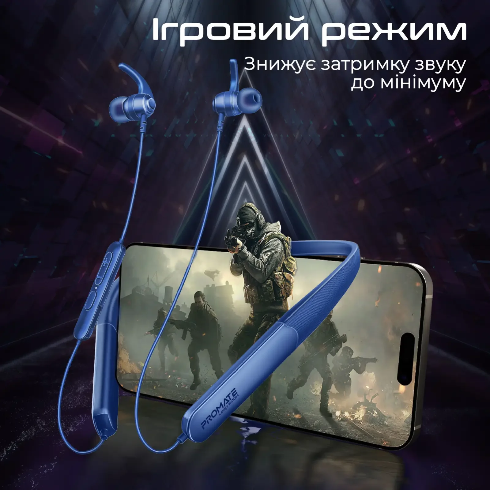 Bluetooth-гарнитура Promate Leap-200H Blue UA