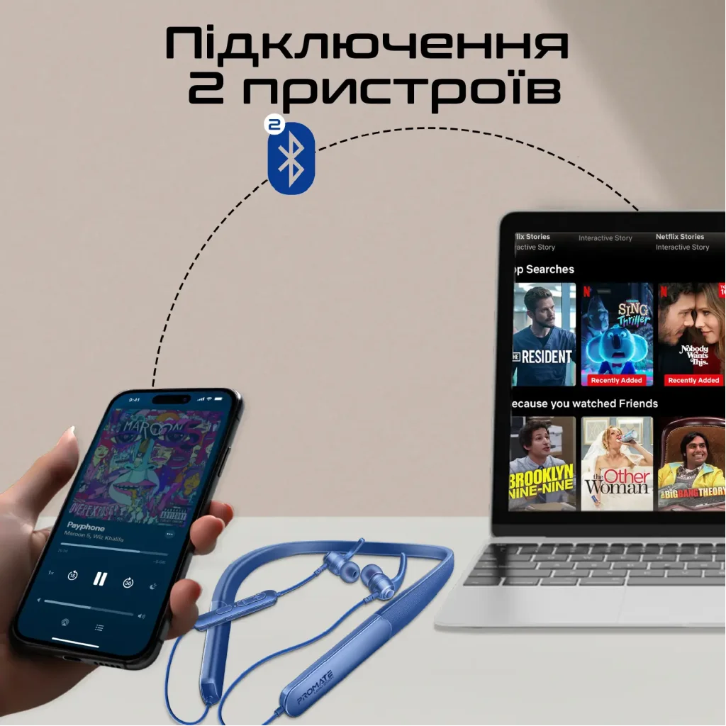 Bluetooth-гарнитура Promate Leap-200H Blue UA