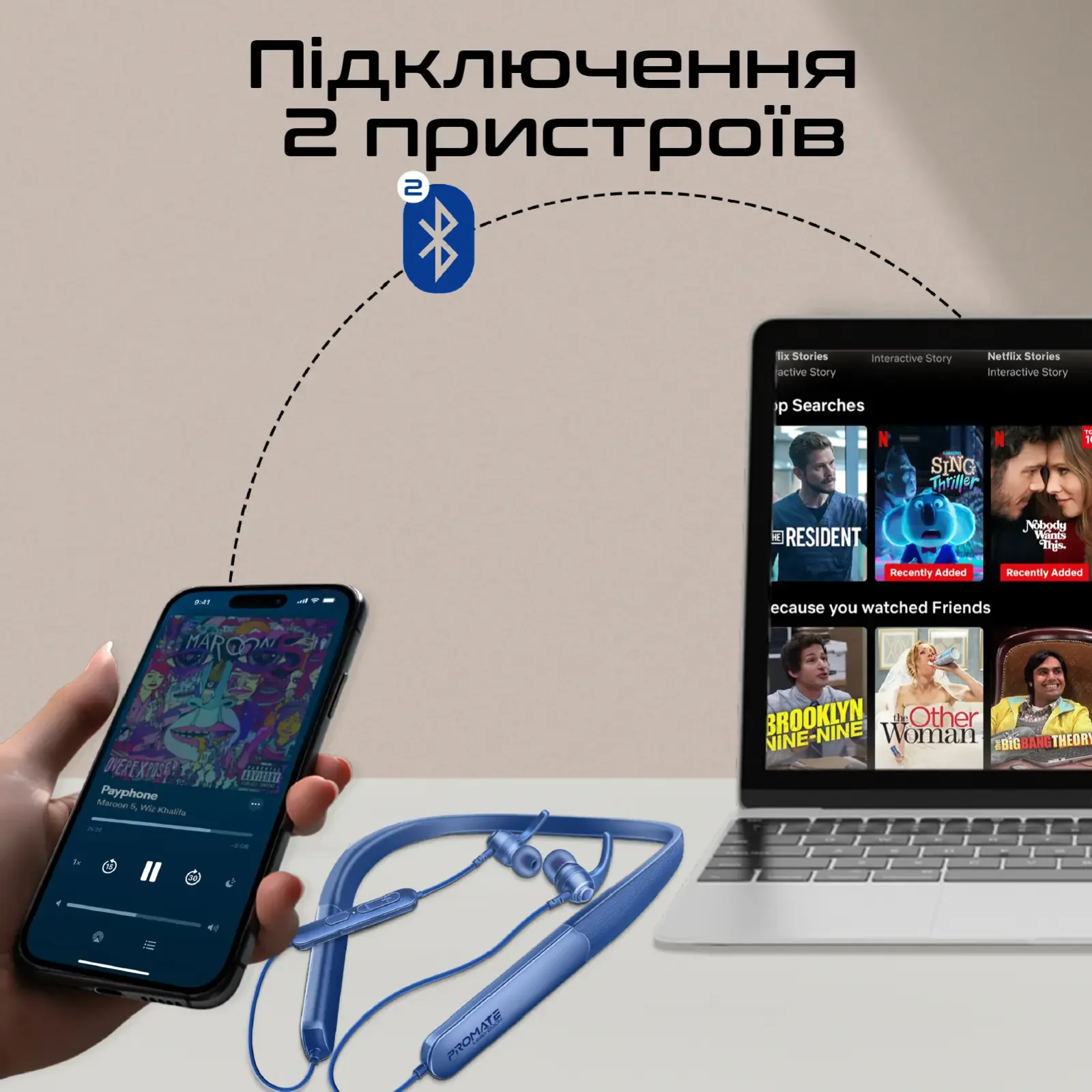 Bluetooth-гарнитура Promate Leap-200H Blue UA