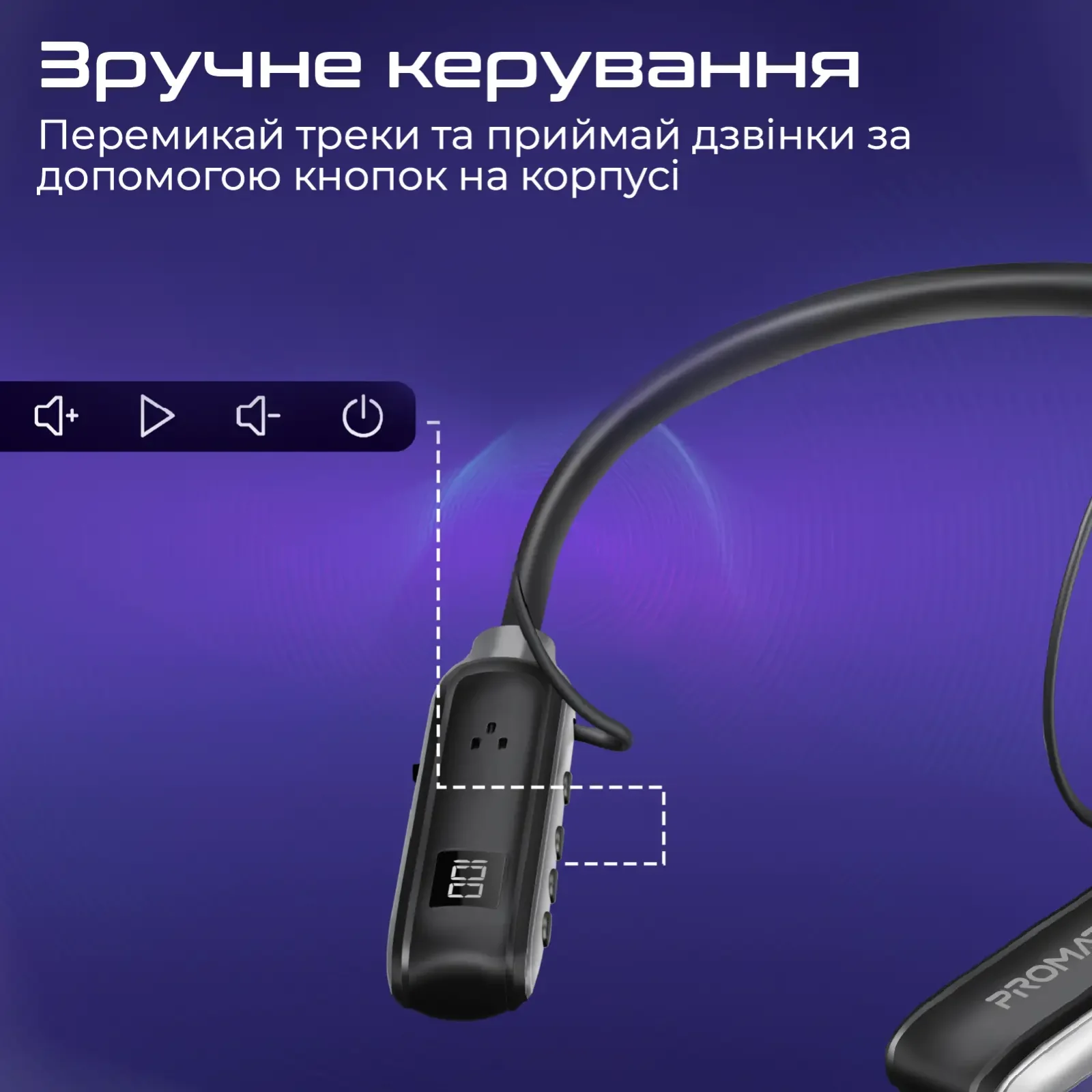 Bluetooth-гарнітура Promate Leap Black UA