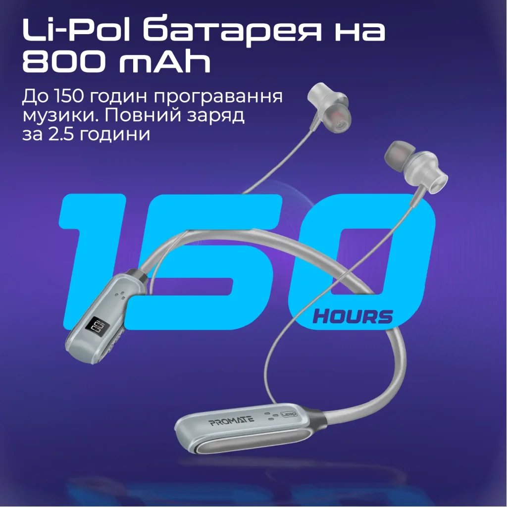 Bluetooth-гарнітура Promate Leap Silver UA