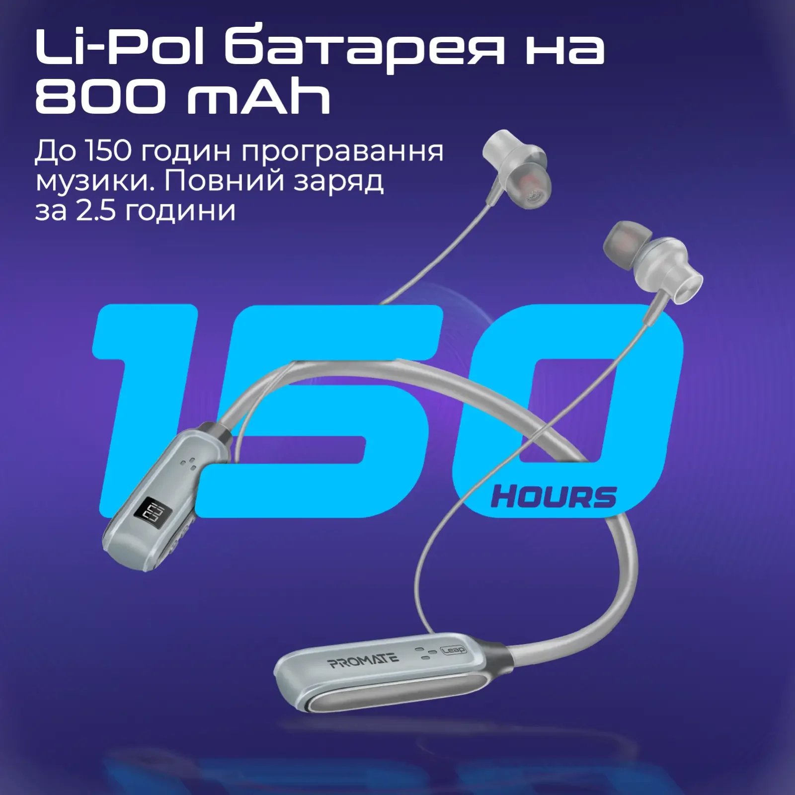 Bluetooth-гарнітура Promate Leap Silver UA