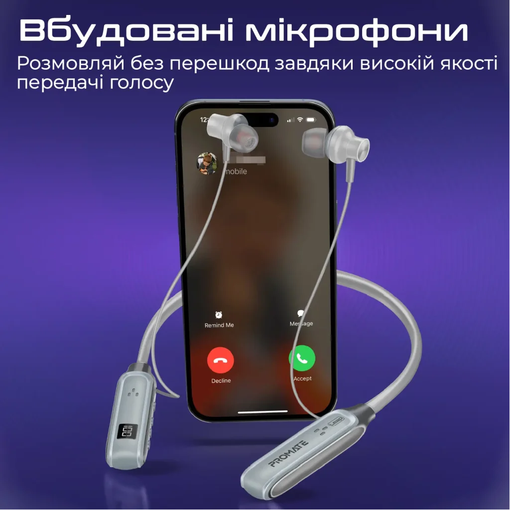 Bluetooth-гарнітура Promate Leap Silver UA