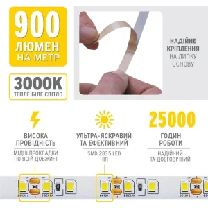 Светодиодная лента ELM 2835 120LED IP20 3000K (19-0009) UA